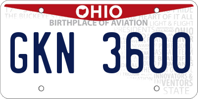 OH license plate GKN3600