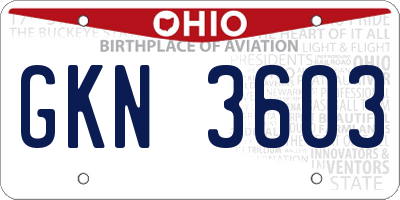OH license plate GKN3603