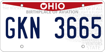 OH license plate GKN3665