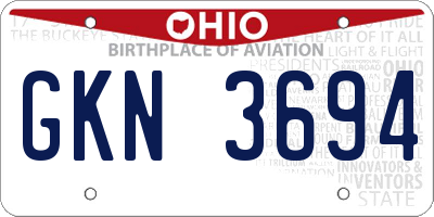 OH license plate GKN3694