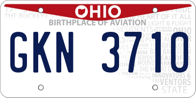 OH license plate GKN3710