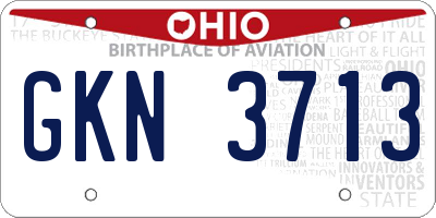 OH license plate GKN3713