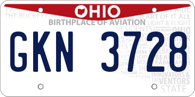 OH license plate GKN3728