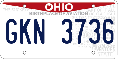 OH license plate GKN3736