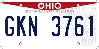 OH license plate GKN3761