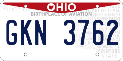 OH license plate GKN3762