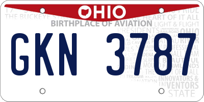 OH license plate GKN3787