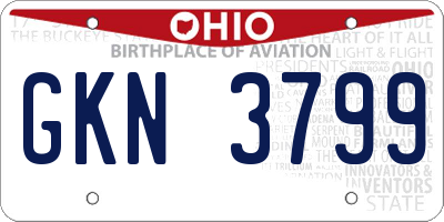 OH license plate GKN3799