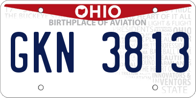 OH license plate GKN3813