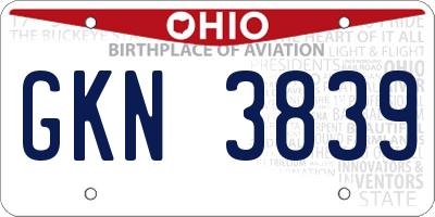 OH license plate GKN3839