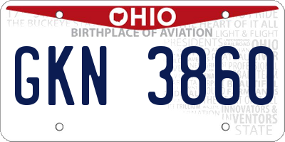OH license plate GKN3860