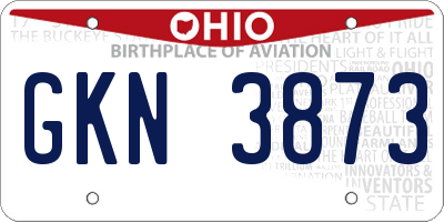 OH license plate GKN3873