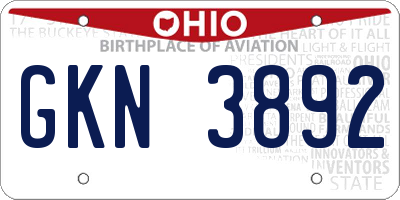 OH license plate GKN3892