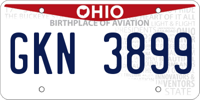 OH license plate GKN3899