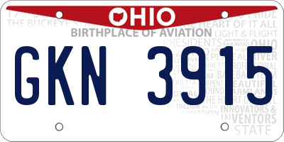 OH license plate GKN3915