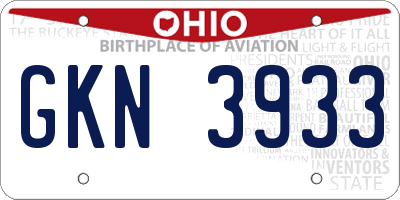 OH license plate GKN3933