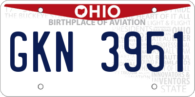 OH license plate GKN3951