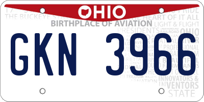 OH license plate GKN3966