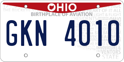 OH license plate GKN4010