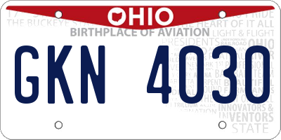 OH license plate GKN4030