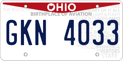 OH license plate GKN4033