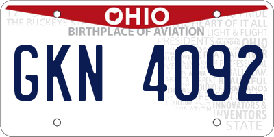 OH license plate GKN4092