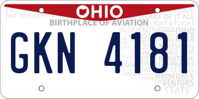 OH license plate GKN4181