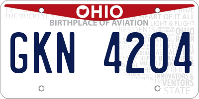 OH license plate GKN4204