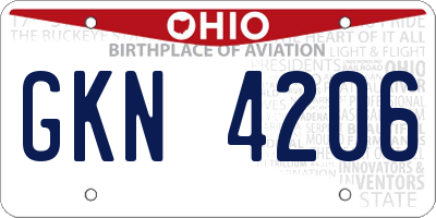 OH license plate GKN4206