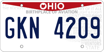 OH license plate GKN4209