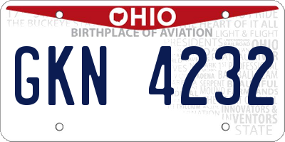 OH license plate GKN4232