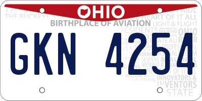OH license plate GKN4254