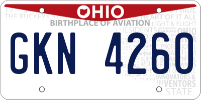 OH license plate GKN4260