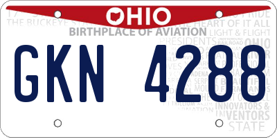 OH license plate GKN4288