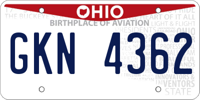 OH license plate GKN4362