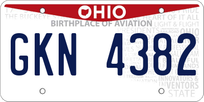 OH license plate GKN4382