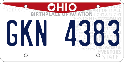 OH license plate GKN4383