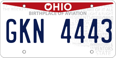 OH license plate GKN4443