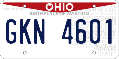 OH license plate GKN4601