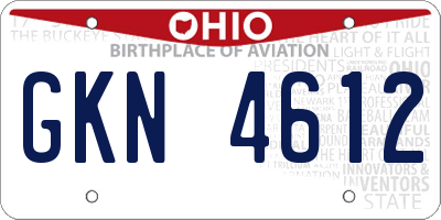OH license plate GKN4612