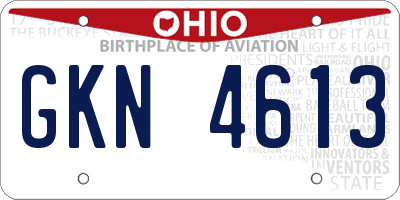 OH license plate GKN4613