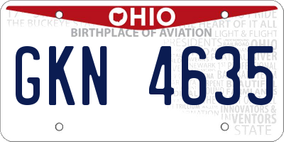 OH license plate GKN4635