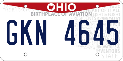 OH license plate GKN4645