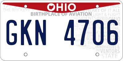 OH license plate GKN4706
