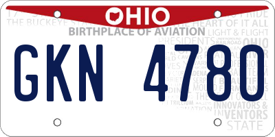 OH license plate GKN4780