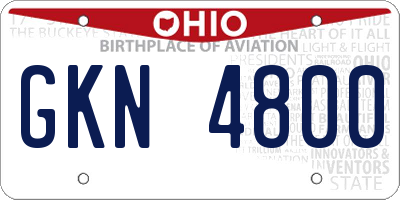 OH license plate GKN4800