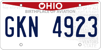 OH license plate GKN4923
