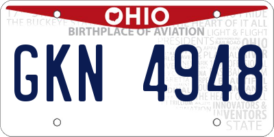 OH license plate GKN4948