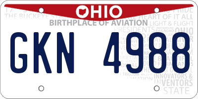 OH license plate GKN4988