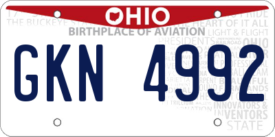 OH license plate GKN4992
